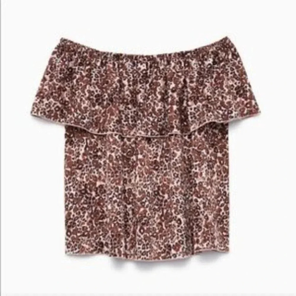 ARITZIA - Off-shoulder Brown Tan Leopard Print Promener Blouse - Picture 4 of 9